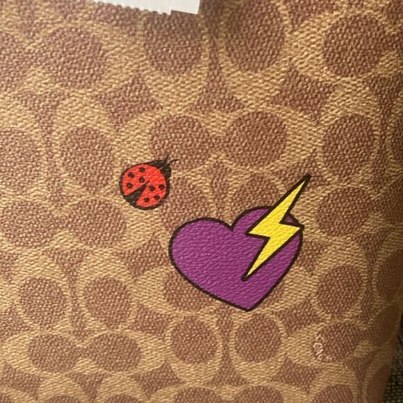 Coach City Tote Bag Purse In Signature Canvas With Sticker Print Rexy - Picture 7 of 10